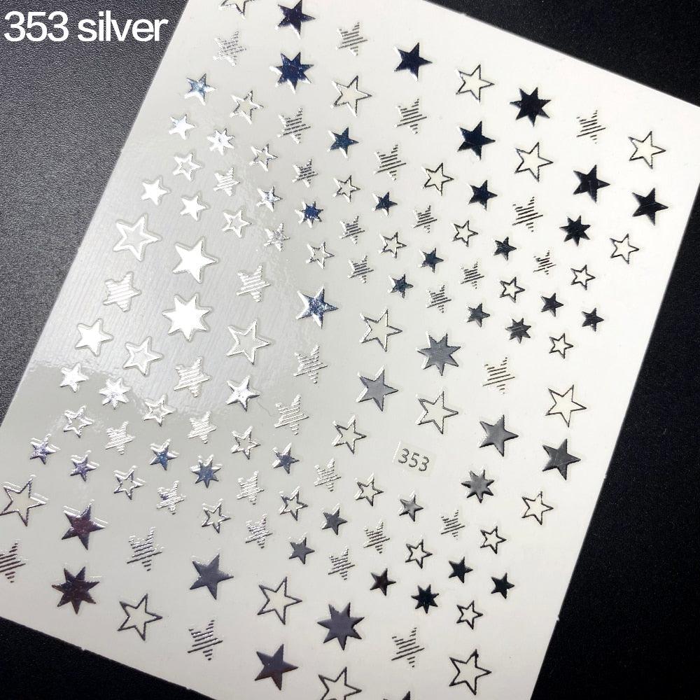 Pegatinas de Arte de Uñas 3D Geometría de Estrellas Encantadoras - Decoración Autoadhesiva Premium