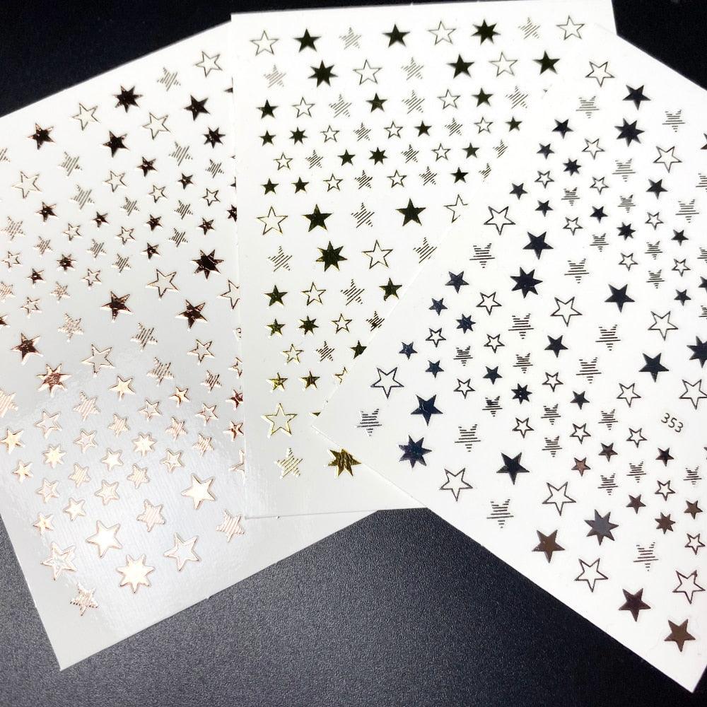 Pegatinas de Arte de Uñas 3D Geometría de Estrellas Encantadoras - Decoración Autoadhesiva Premium