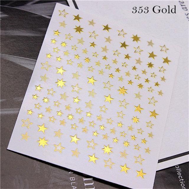 Pegatinas de Arte de Uñas 3D Geometría de Estrellas Encantadoras - Decoración Autoadhesiva Premium