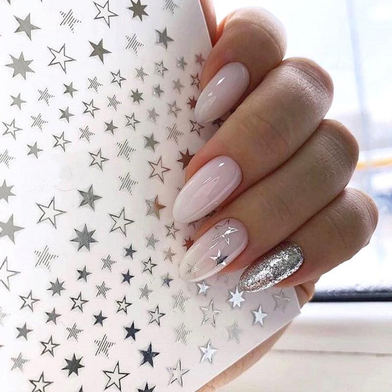 Pegatinas de Arte de Uñas 3D Geometría de Estrellas Encantadoras - Decoración Autoadhesiva Premium
