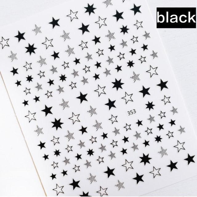 Pegatinas de Arte de Uñas 3D Geometría de Estrellas Encantadoras - Decoración Autoadhesiva Premium