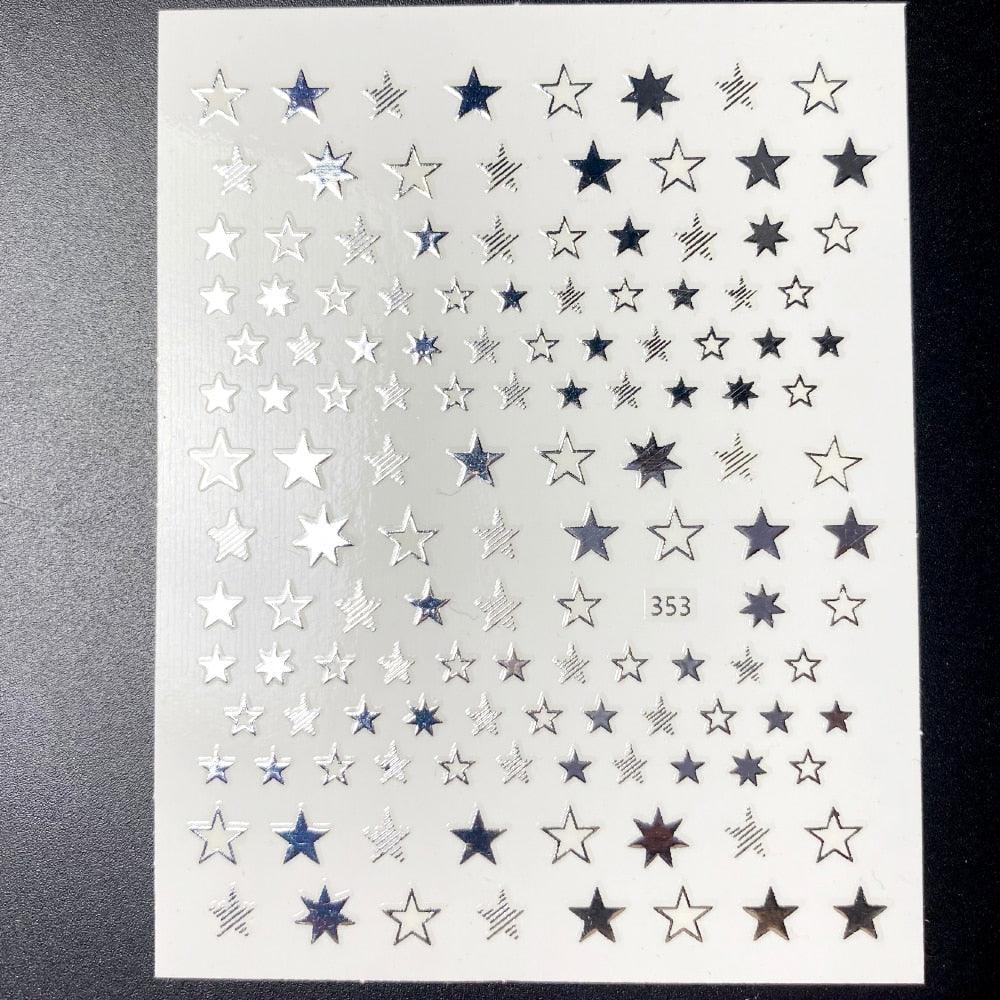 Pegatinas de Arte de Uñas 3D Geometría de Estrellas Encantadoras - Decoración Autoadhesiva Premium