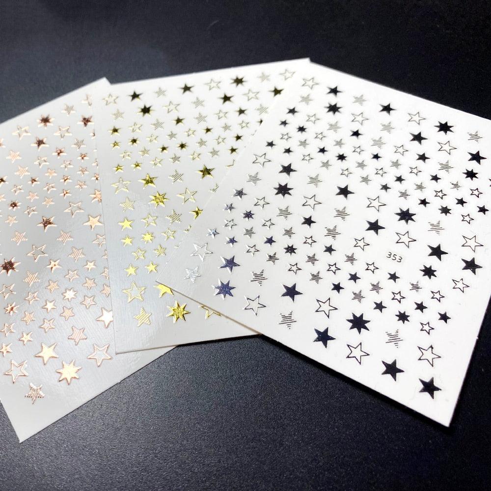 Pegatinas de Arte de Uñas 3D Geometría de Estrellas Encantadoras - Decoración Autoadhesiva Premium