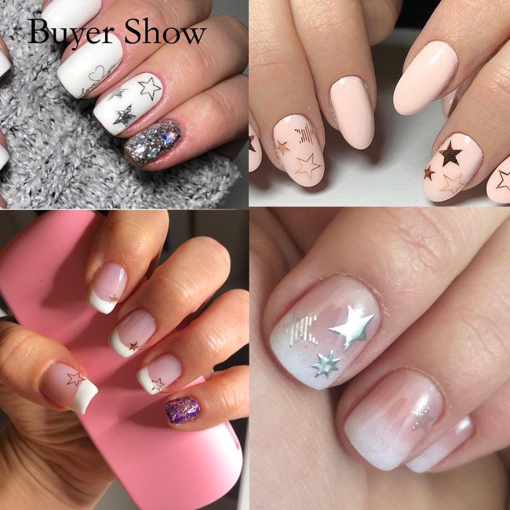 Pegatinas de Arte de Uñas 3D Geometría de Estrellas Encantadoras - Decoración Autoadhesiva Premium