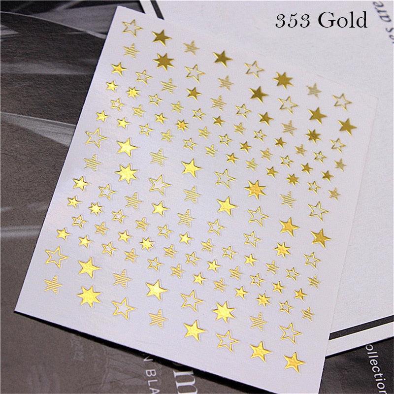 Pegatinas de Arte de Uñas 3D Geometría de Estrellas Encantadoras - Decoración Autoadhesiva Premium