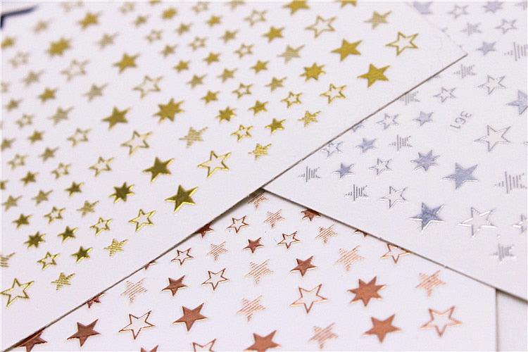 Pegatinas de Arte de Uñas 3D Geometría de Estrellas Encantadoras - Decoración Autoadhesiva Premium