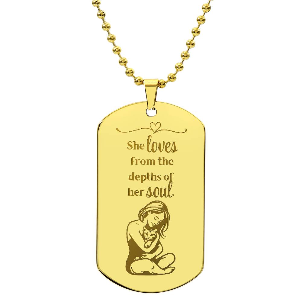Collier en forme de plaque militaire gravé Loving Soul