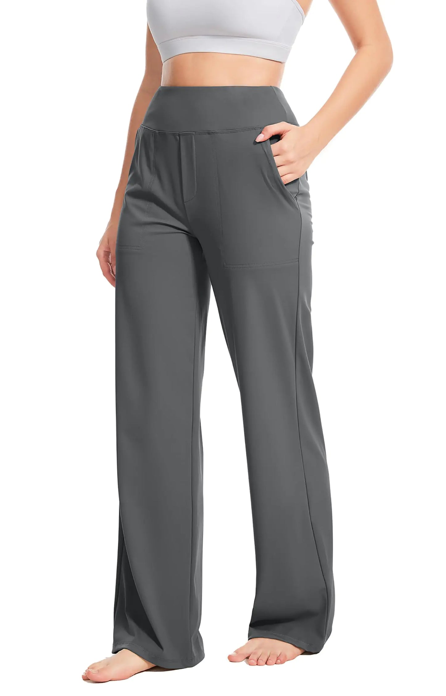 Premium Wide Leg Yoga Pants for Women - High Waist & Pockets