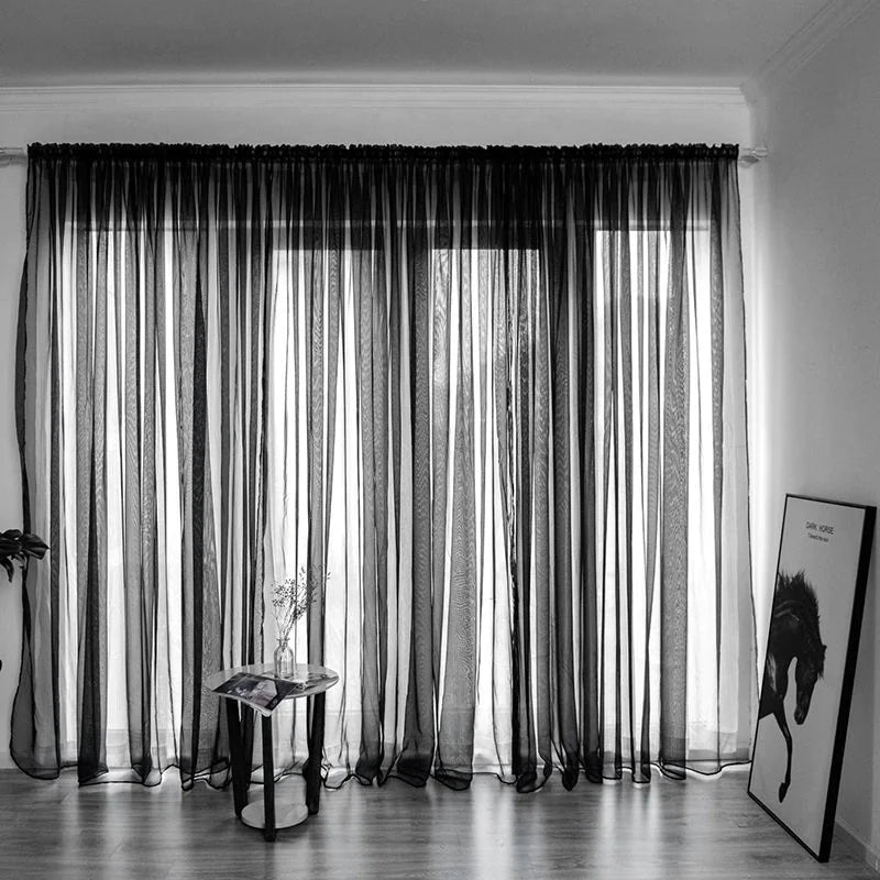 Simple Modern Solid Color Gauze Curtain for Balcony