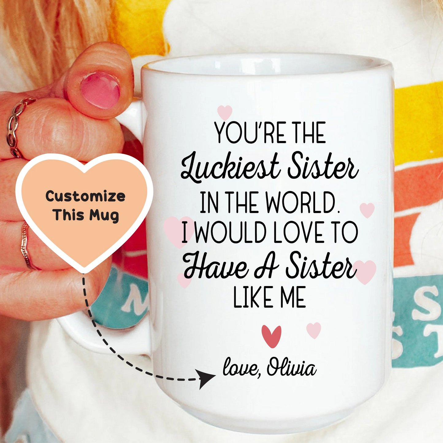 Taza personalizada "Hermana más afortunada"
