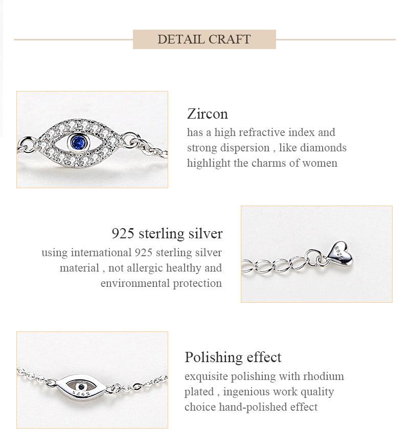 Elegant Sterling Silver Lucky Eye Bracelet for Women