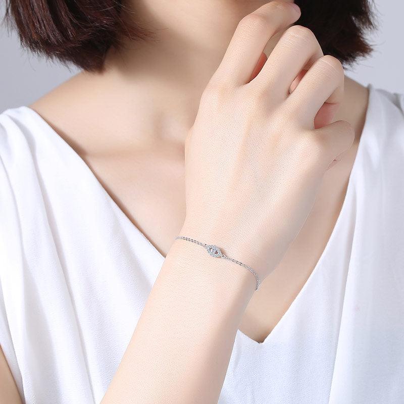 Elegant Sterling Silver Lucky Eye Bracelet for Women