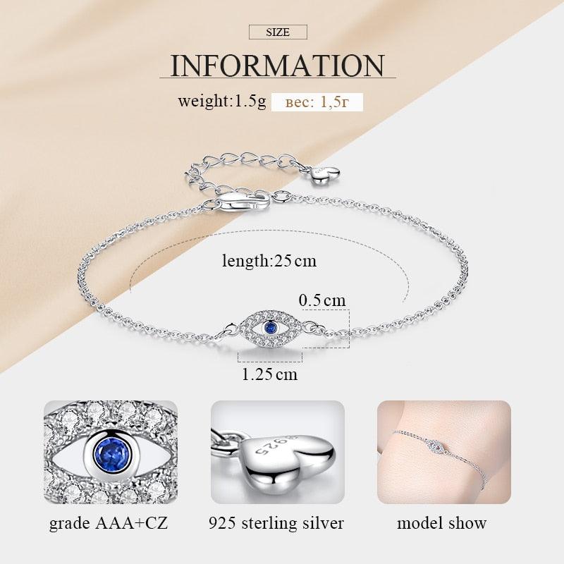 Elegant Sterling Silver Lucky Eye Bracelet for Women
