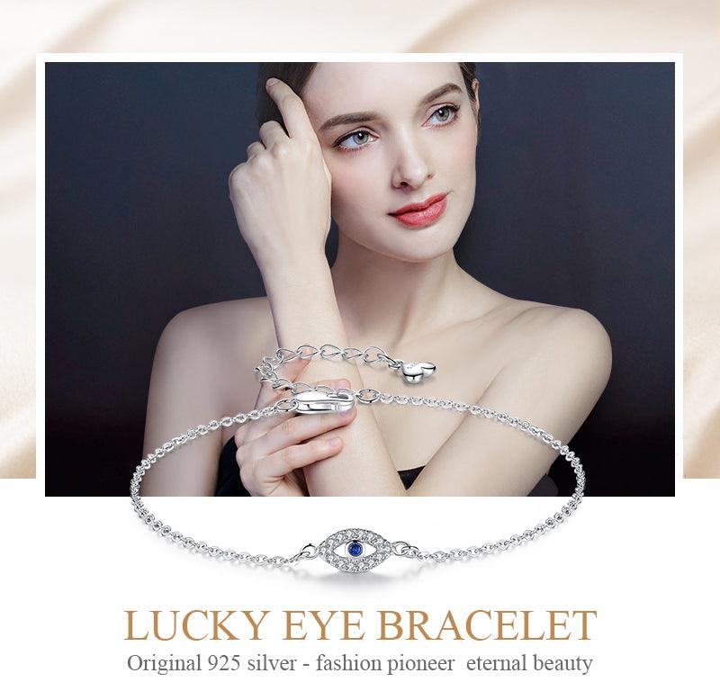 Elegant Sterling Silver Lucky Eye Bracelet for Women