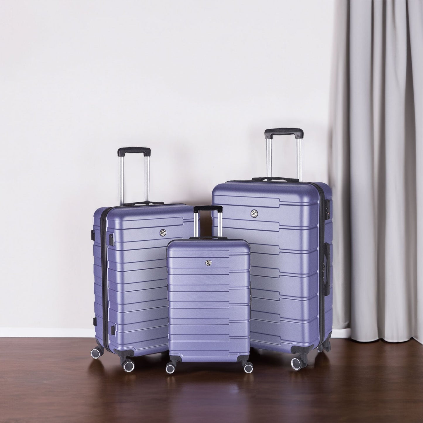 Luggage Suitcase 3 Piece Sets Hardside Carry-on luggage with Spinner Wheels 20"/24"/28" Lavender purple + ABS - Korvel