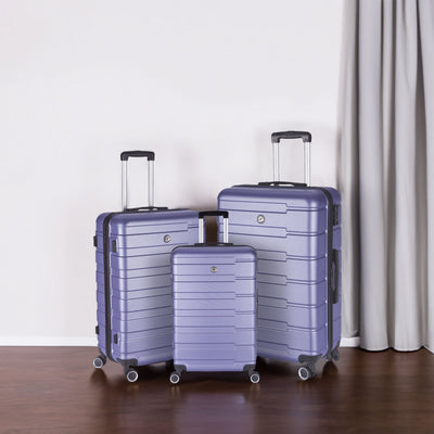 Luggage Suitcase 3 Piece Sets Hardside Carry-on luggage with Spinner Wheels 20"/24"/28" Lavender purple + ABS - Korvel