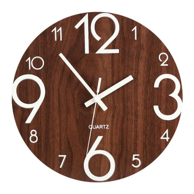 Luminous Wall Clock Silent Non-Ticking Quartz Wall Clocks Large Luminous Function Numbers and Hands Battery Operated Decorative Wall Clock for Office 12 Inch Wooden Silent Non-Ticking Kitchen Wall Clocks With Night Lights For Indoor/Outdoor Living Room - Korvel