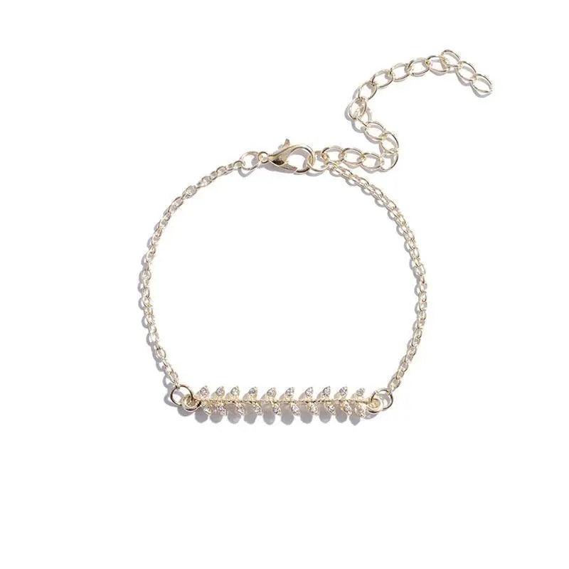 Luxury Modern Bohemian Gold Color Moon Leaf Crystal Opal Bracelet Set