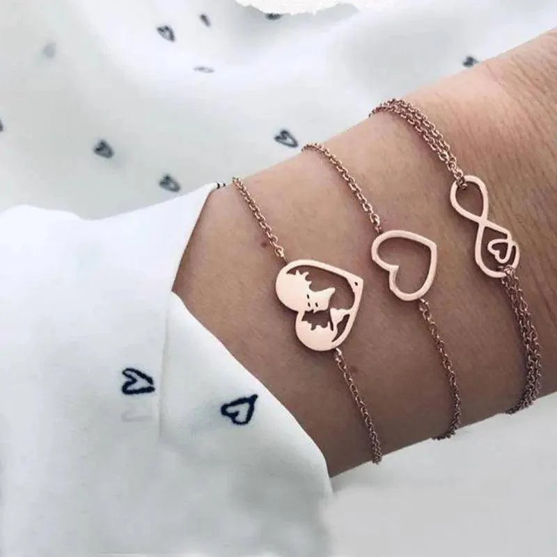Luxury Modern Bohemian Gold Color Moon Leaf Crystal Opal Bracelet Set