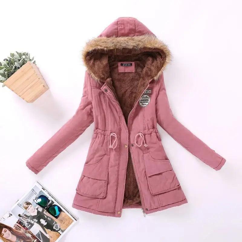 Chaqueta acolchada de algodón de lujo para mujer con capucha