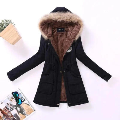 Luxurious Women's Cotton Padded Jacket with Hood