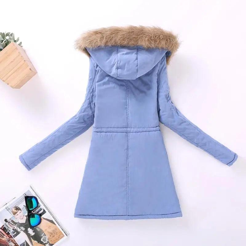 Chaqueta acolchada de algodón de lujo para mujer con capucha