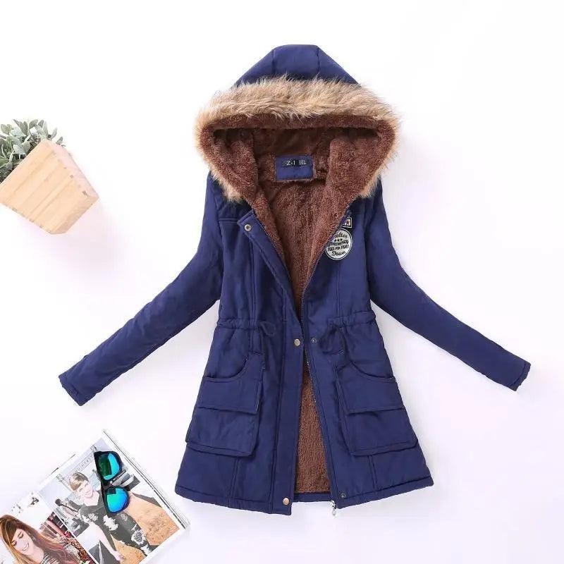 Chaqueta acolchada de algodón de lujo para mujer con capucha
