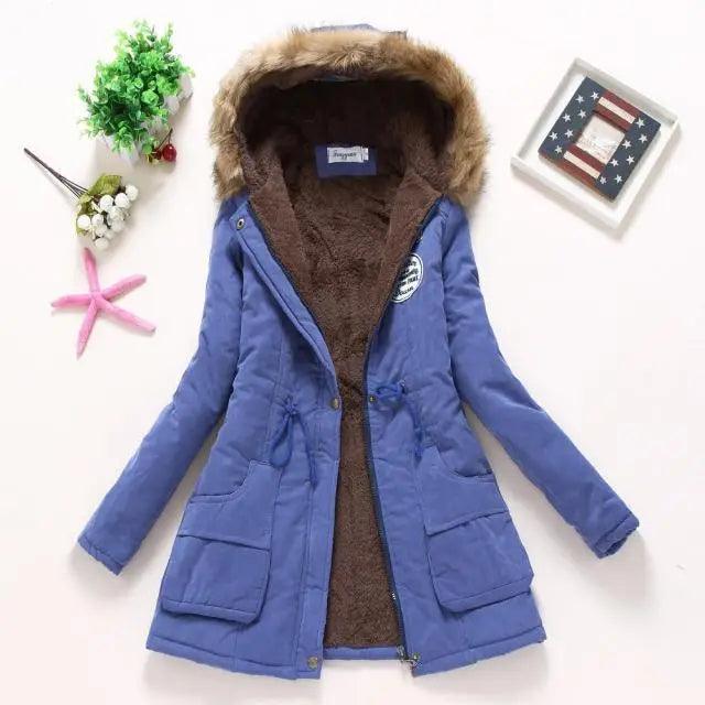 Chaqueta acolchada de algodón de lujo para mujer con capucha