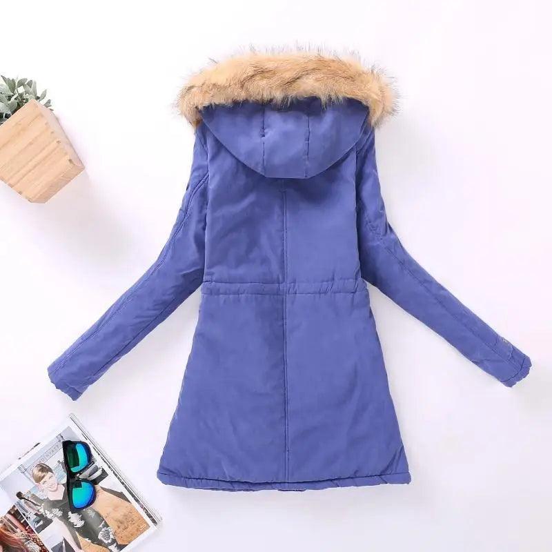 Chaqueta acolchada de algodón de lujo para mujer con capucha