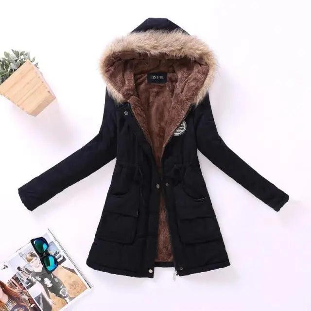 Chaqueta acolchada de algodón de lujo para mujer con capucha