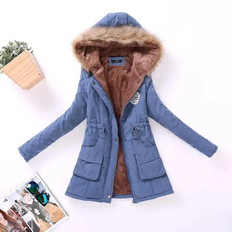 Chaqueta acolchada de algodón de lujo para mujer con capucha
