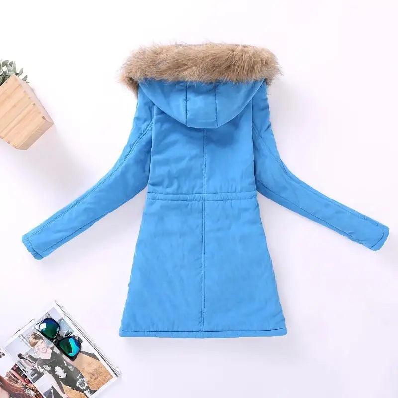 Chaqueta acolchada de algodón de lujo para mujer con capucha