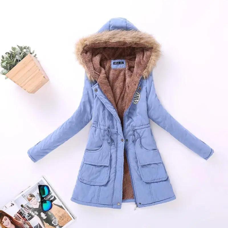 Chaqueta acolchada de algodón de lujo para mujer con capucha
