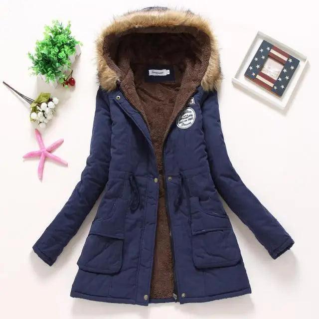 Chaqueta acolchada de algodón de lujo para mujer con capucha