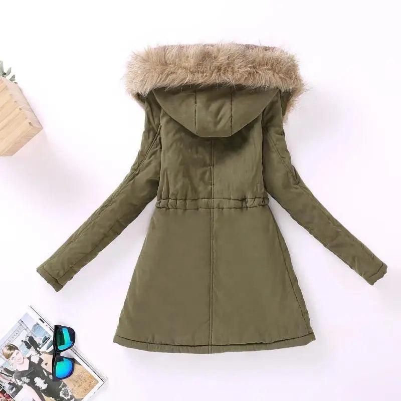 Chaqueta acolchada de algodón de lujo para mujer con capucha