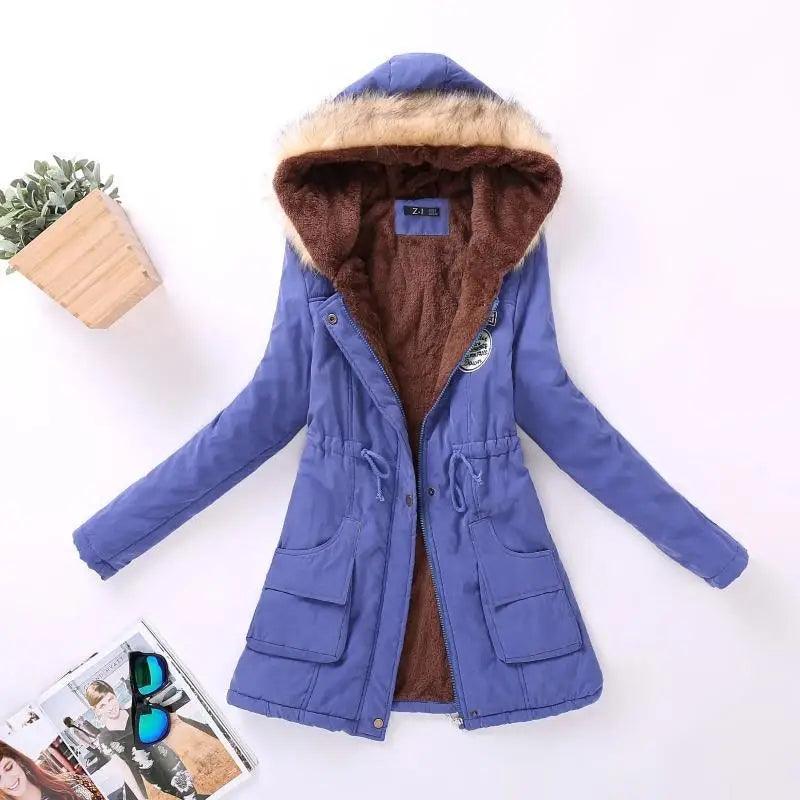 Chaqueta acolchada de algodón de lujo para mujer con capucha