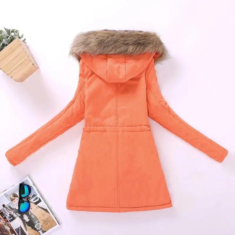 Chaqueta acolchada de algodón de lujo para mujer con capucha