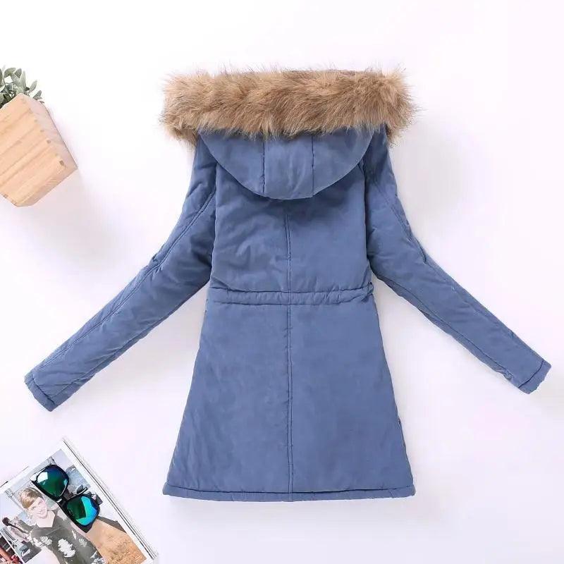 Chaqueta acolchada de algodón de lujo para mujer con capucha