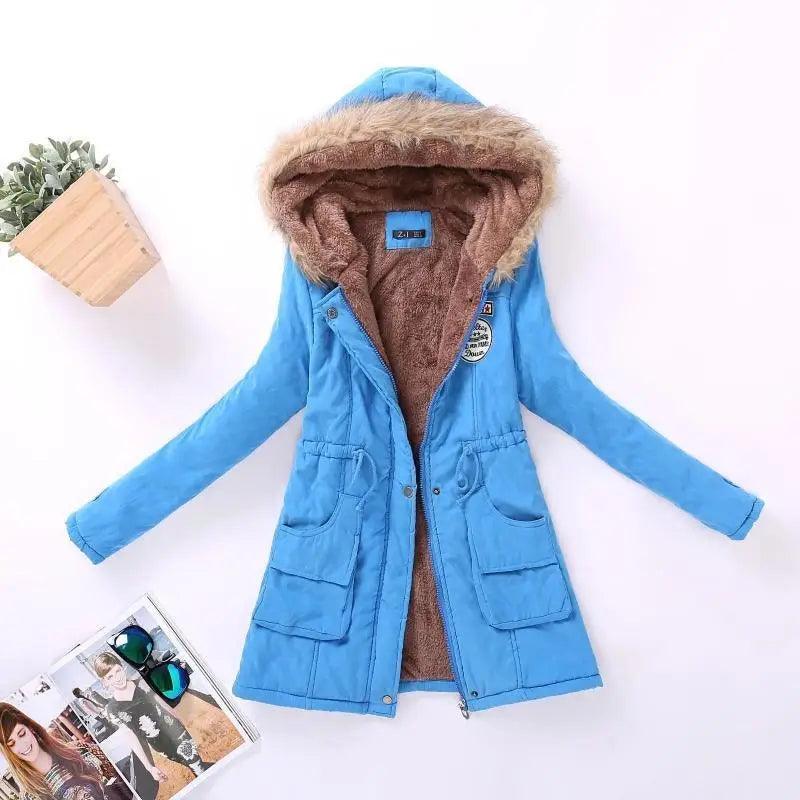 Chaqueta acolchada de algodón de lujo para mujer con capucha
