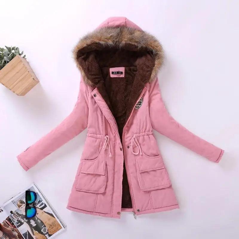 Chaqueta acolchada de algodón de lujo para mujer con capucha