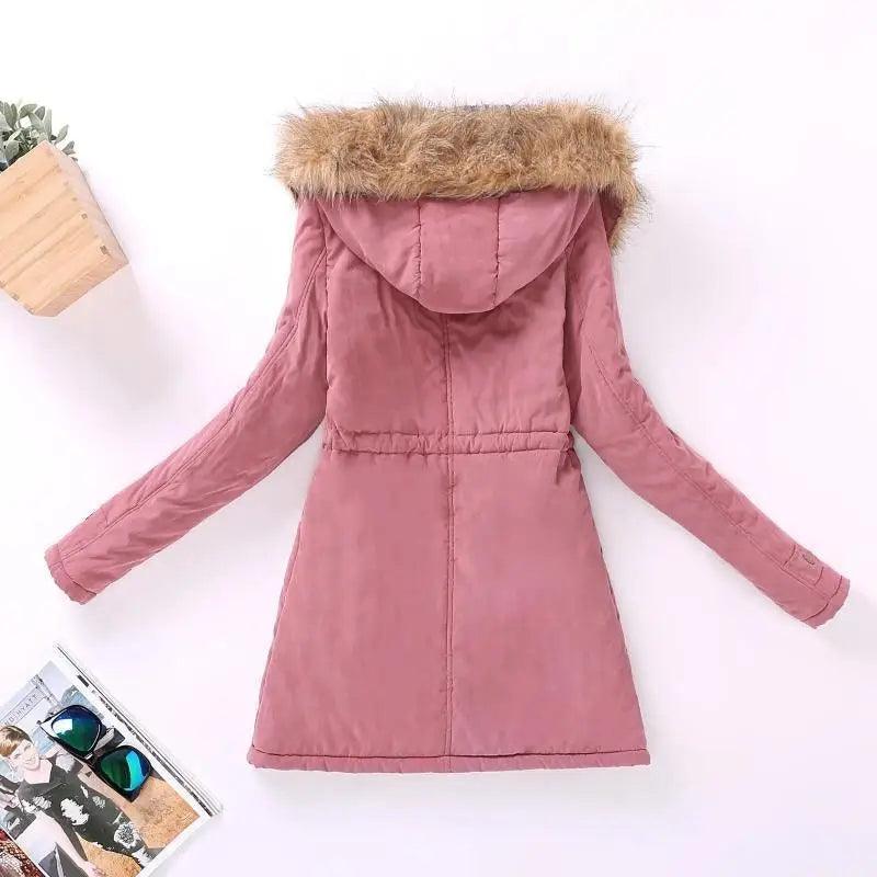 Chaqueta acolchada de algodón de lujo para mujer con capucha