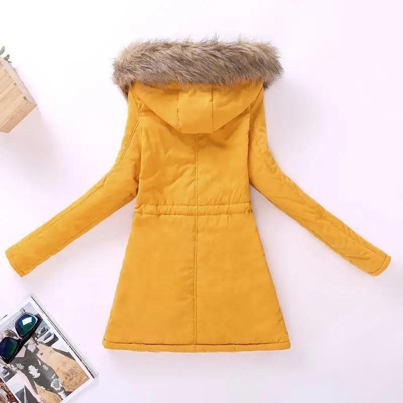 Chaqueta acolchada de algodón de lujo para mujer con capucha