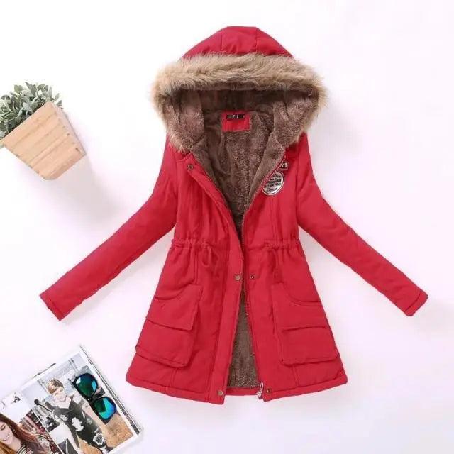 Chaqueta acolchada de algodón de lujo para mujer con capucha