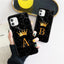 Coque de téléphone en marbre noir luxueux avec lettre couronnée pour iPhone 13 Pro Max et Mini