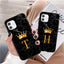 Coque de téléphone en marbre noir luxueux avec lettre couronnée pour iPhone 13 Pro Max et Mini
