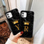 Coque de téléphone en marbre noir luxueux avec lettre couronnée pour iPhone 13 Pro Max et Mini