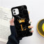 Coque de téléphone en marbre noir luxueux avec lettre couronnée pour iPhone 13 Pro Max et Mini
