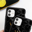 Coque de téléphone en marbre noir luxueux avec lettre couronnée pour iPhone 13 Pro Max et Mini