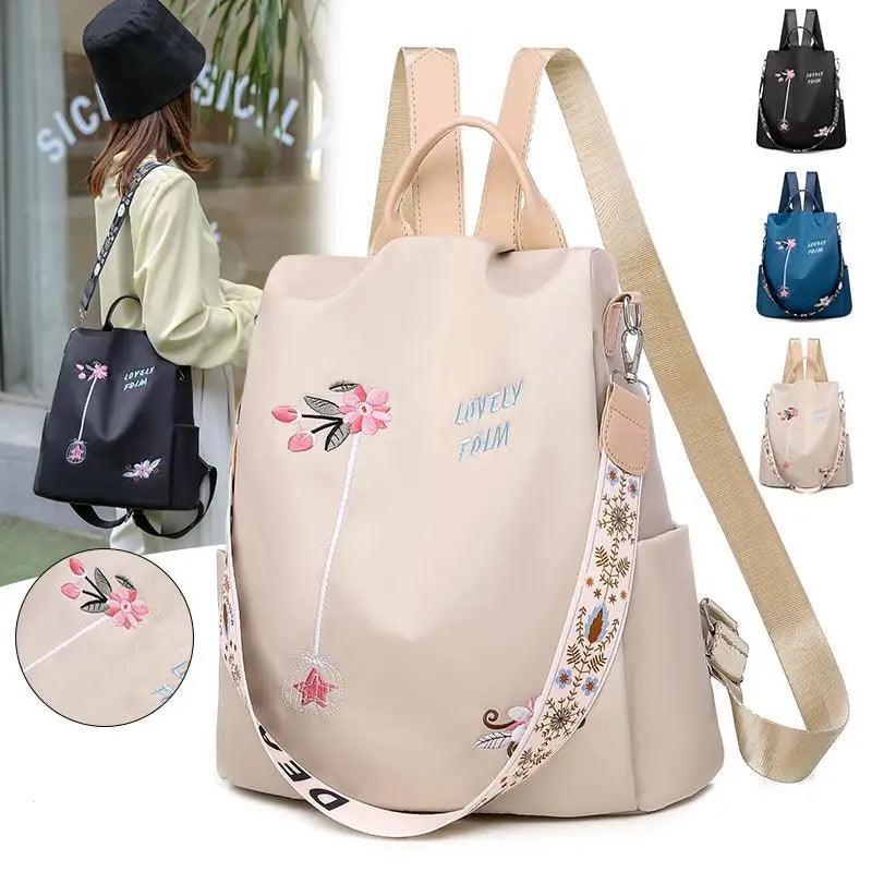 Mochila de Mujer Bordada con Estilo - Impermeable y Antirrobo