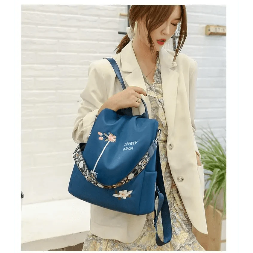 Mochila de Mujer Bordada con Estilo - Impermeable y Antirrobo
